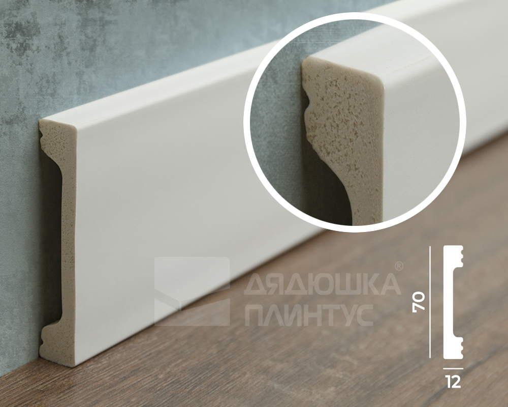 Плинтус из полистирола высокой плотности Волшебная палочка MSPOL 106 70*12*2000 Белый под покраску