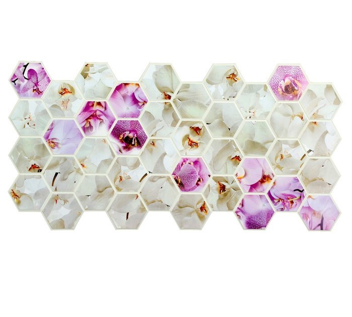 Панель ПВХ ГРЕЙС 973*492 10шт/уп Шестигранник Орхидеи. Цена указана за 4,8 м²