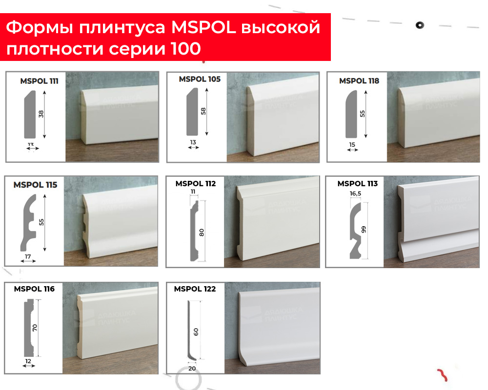 Плинтус из полистирола высокой плотности Волшебная Палочка 100*13*2000. MSPOL 103 Белый под покраску