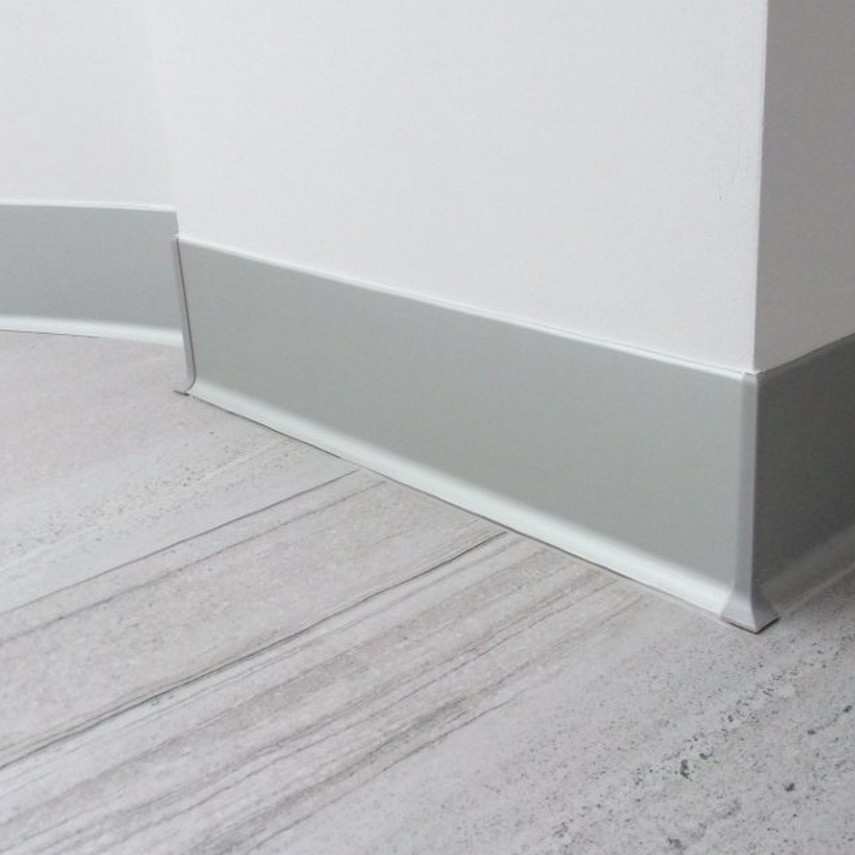 Плинтус алюминиевый 60 мм ПЛ-60 серебро/мат муар 3м.